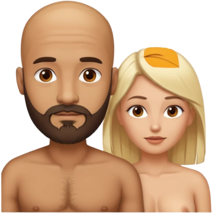 Fully Naked Indian bald man with a beard sucking breast of naked blonde fit woman emoji