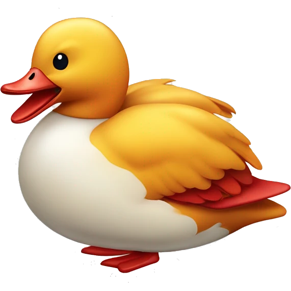 pato con lazo rojo con la lennua afuera sonriendo  emoji