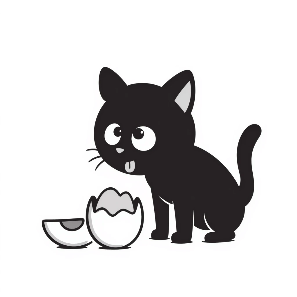 cat licking eggs emoji
