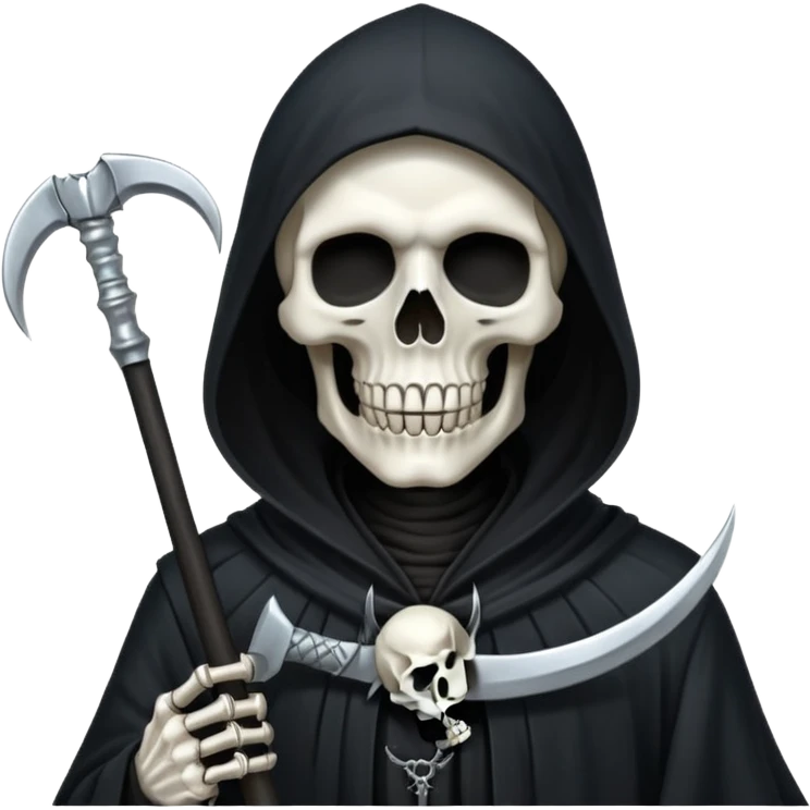 Silver skull Grim Reaper gothic With a scythe  emoji