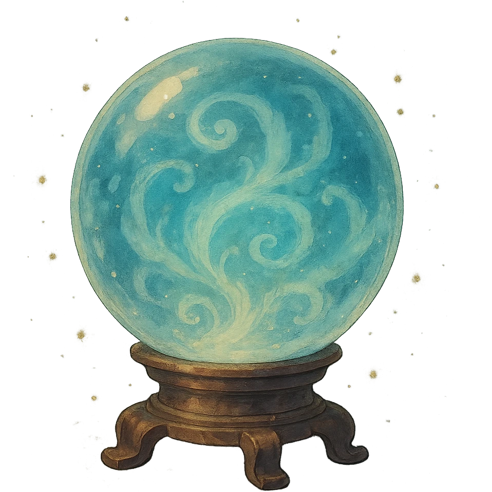 crystal ball with swirling mist inside, dreamy lighting, mystical and enchanting emoji