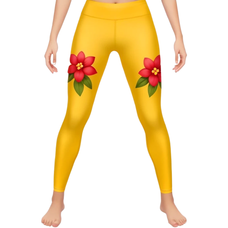 yellow leggings with small red flowers, legs only emoji