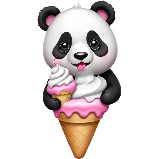 Panda eating ice cream emoji