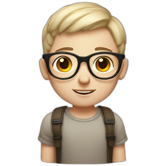cute boy with round galasses white skin frecles emoji