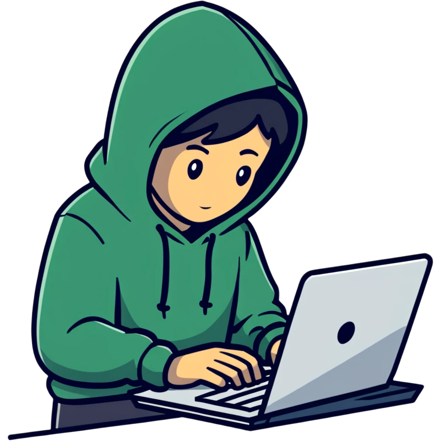 hacker with laptop wearing hoodie emoji