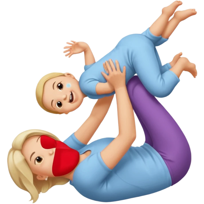 Mom holding baby upside down  emoji
