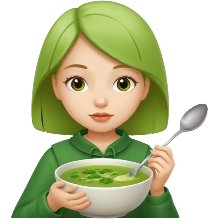 Je veux une fille qui mange une soupe verte emoji