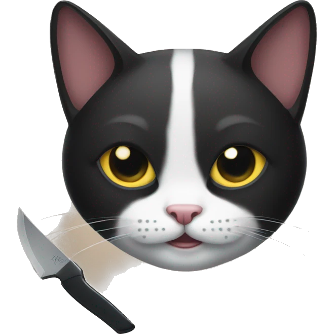 tuxedo cat with knife emoji