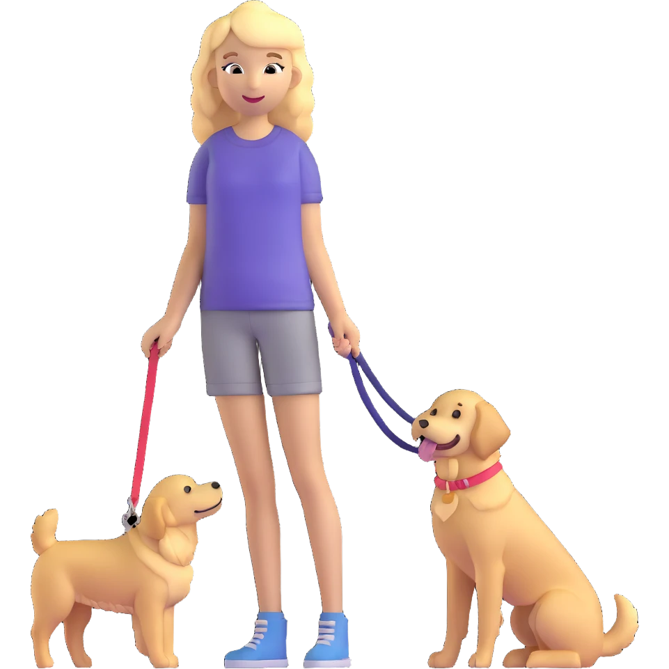 blonde girl with golden retriever dog emoji