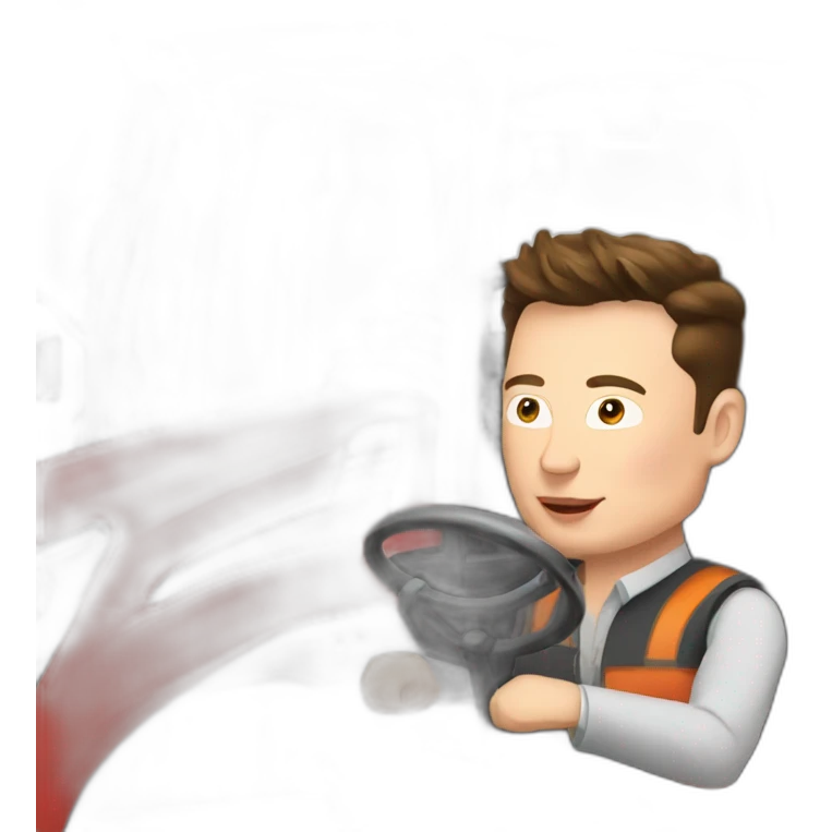 elon musk driving a tractor emoji