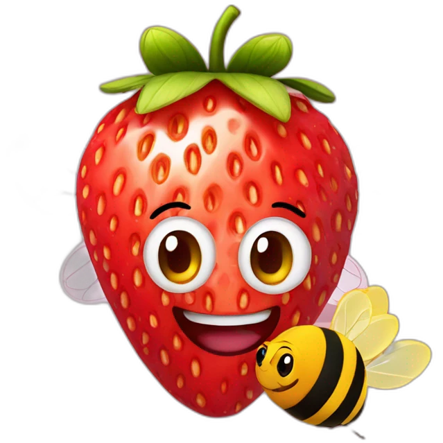 Strawberry with a bee emoji