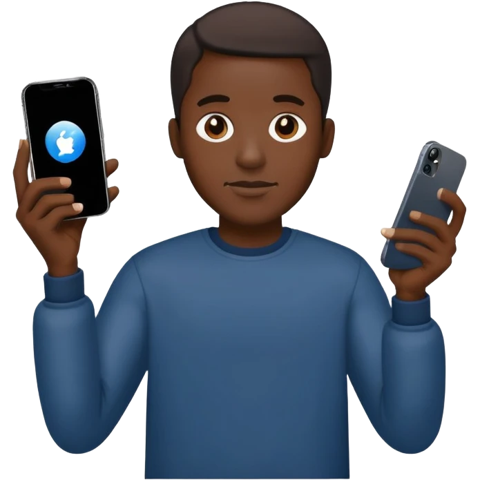 Black man holding an iPhone 14 Pro emoji