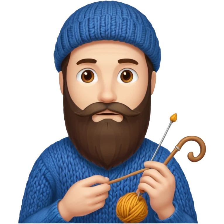 man with beard knitting emoji