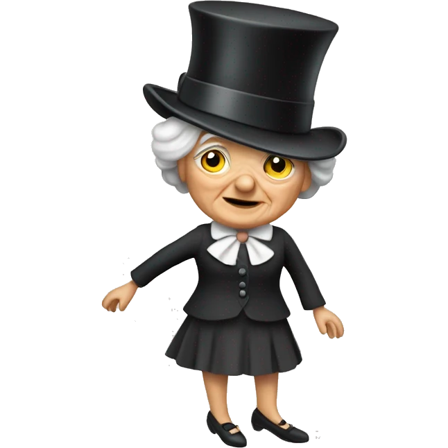 old lady with a top hat and ballet shoes emoji