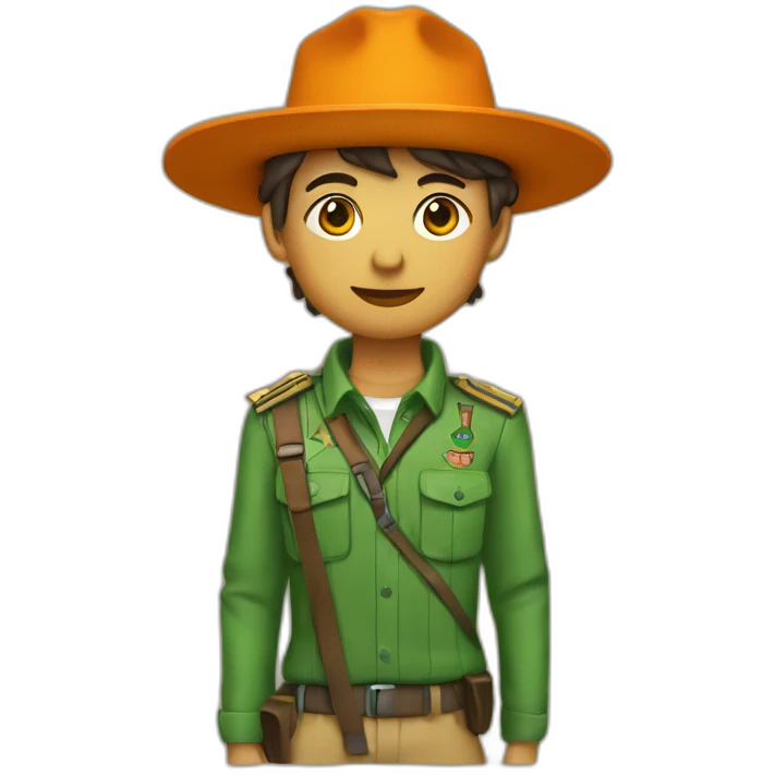 Pañoleta scout naranja con franjas verdes emoji