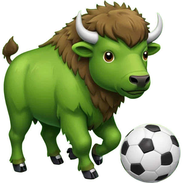 Green bison playing soccer emoji