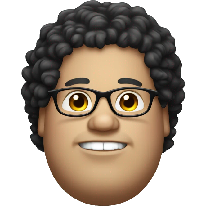 obese white male with Black curly hair and glasses emoji