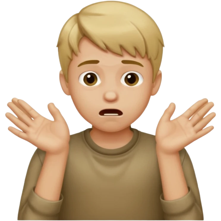 boy with dirty blonde hair choking himself with two hands emoji