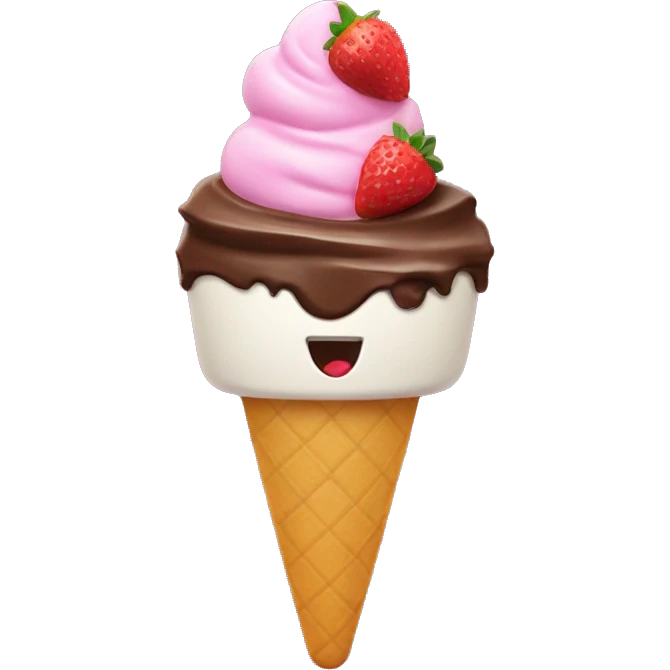 Helado de fresa con chispas de chocolate  emoji