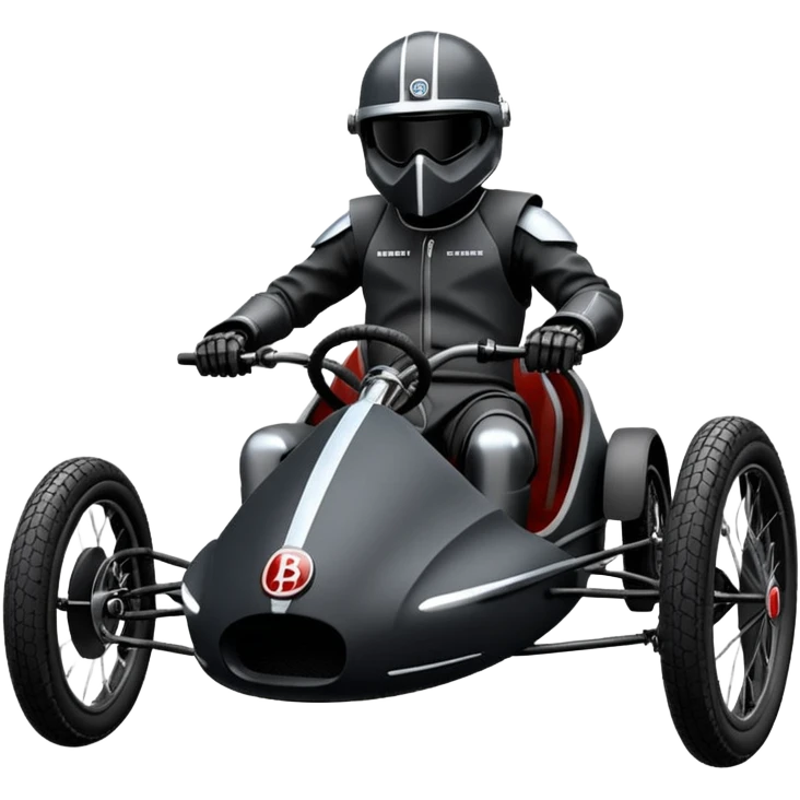 Dark Trooper’s Bugatti electric cyclekart with advanced rugged suspension and steering  emoji
