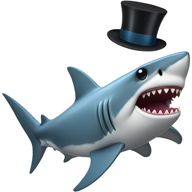 Shark with a top hat emoji