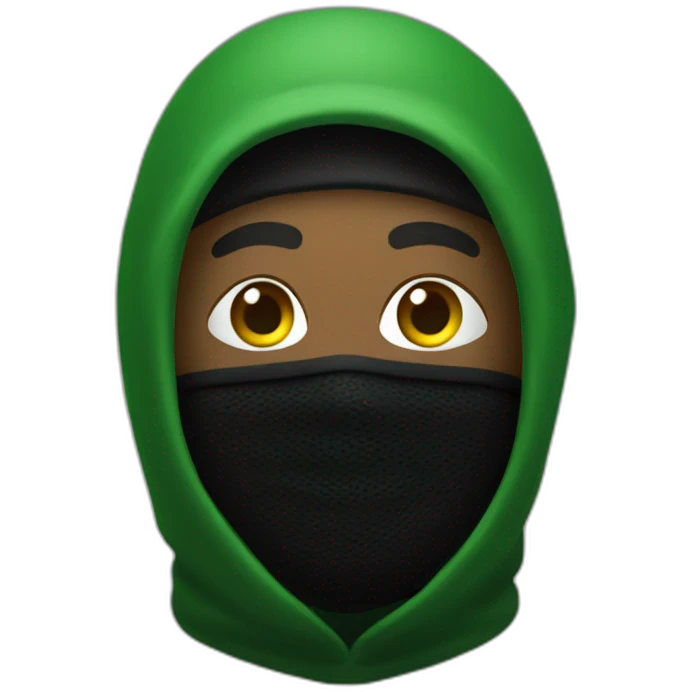 rapper with balaclava black and green emoji