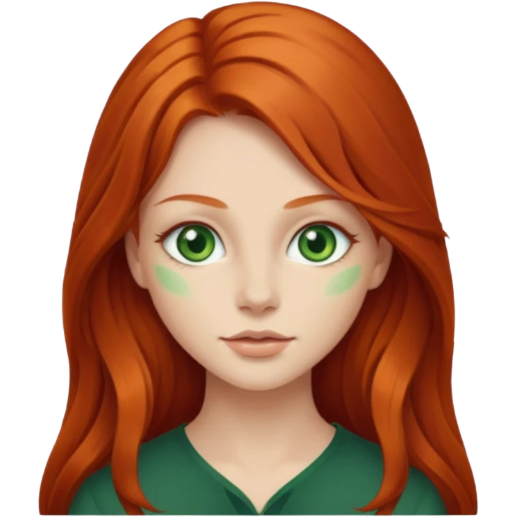 Redhead with long hair and green eyes emoji