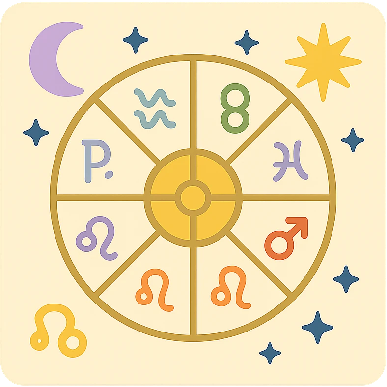 vintage astrology natal chart icon with intricate celestial symbols, mystical and ornate, in color emoji