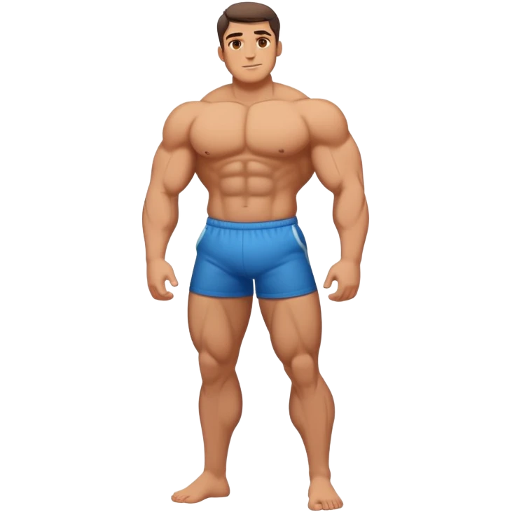 full body bulky male figure standing, muscular build, not overweight but not skinny, strong physique emoji