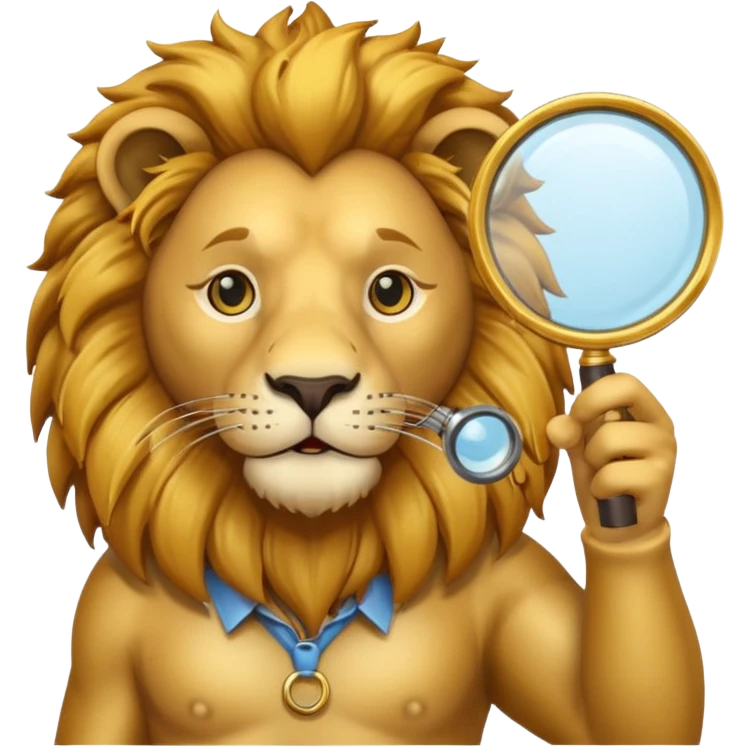 Lion with a magnifying glass emoji