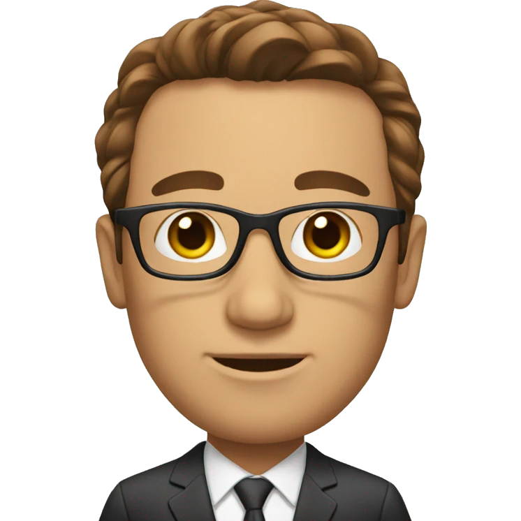 CEO with brown hair glasses emoji