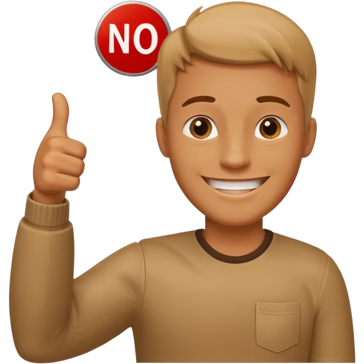 man giving a thumbs up next to a 'no problem' sign emoji