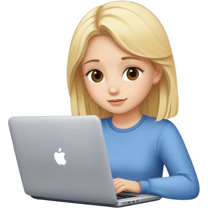 blonde girl sitting at laptop emoji
