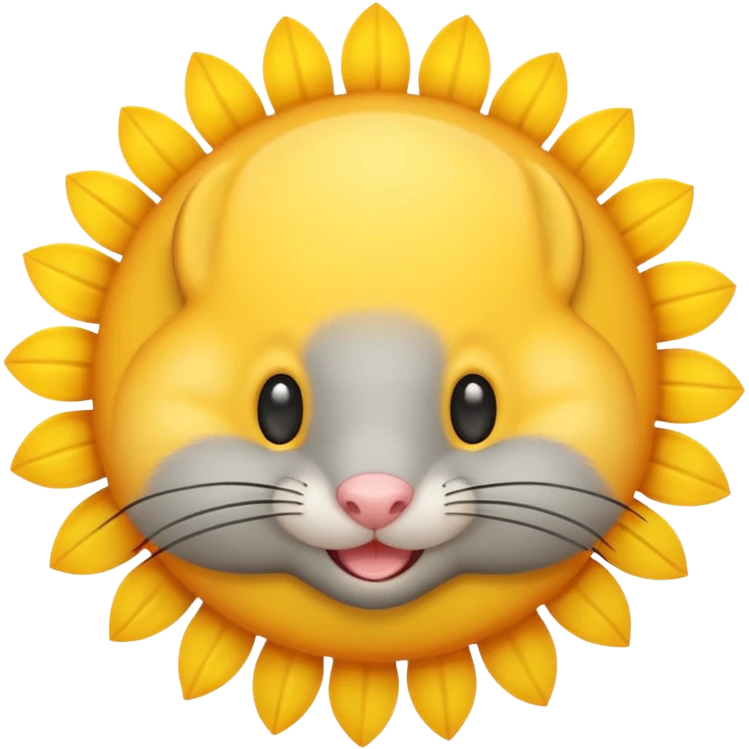A gray mouse face inside of a sun ☀️ 🐭 emoji