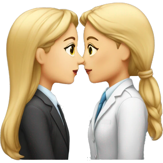 Girl lawyer kissing girl scientist emoji