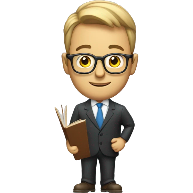 i want an emoji of a man that looks like an expert in teaching business , with glasses and a book in his hand emoji