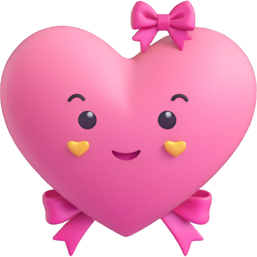 pink heart with a bow behind it, 3D emoji style emoji
