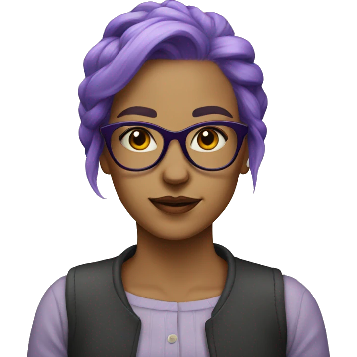portrait of a woman with glasses purple hair  emoji