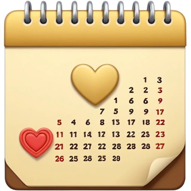 cute kalender , really light yellow/gold/brown themed with maybe a little heart on it. its paper in it and rings at the top of it where the paper is on. it needs to look like its drawed of smt and the rings at the top instead.  emoji
