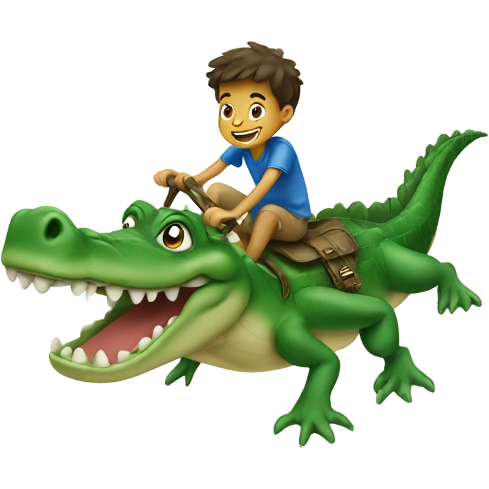boy flying on crocodile  emoji
