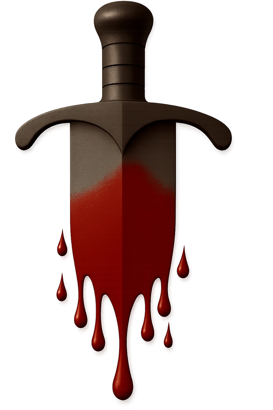 Edit the sword image to make the blood drips half as long as in the reference images. Keep the rest of the sword, blood, and style exactly the same, including the shorter blade taper. High resolution, no background. emoji