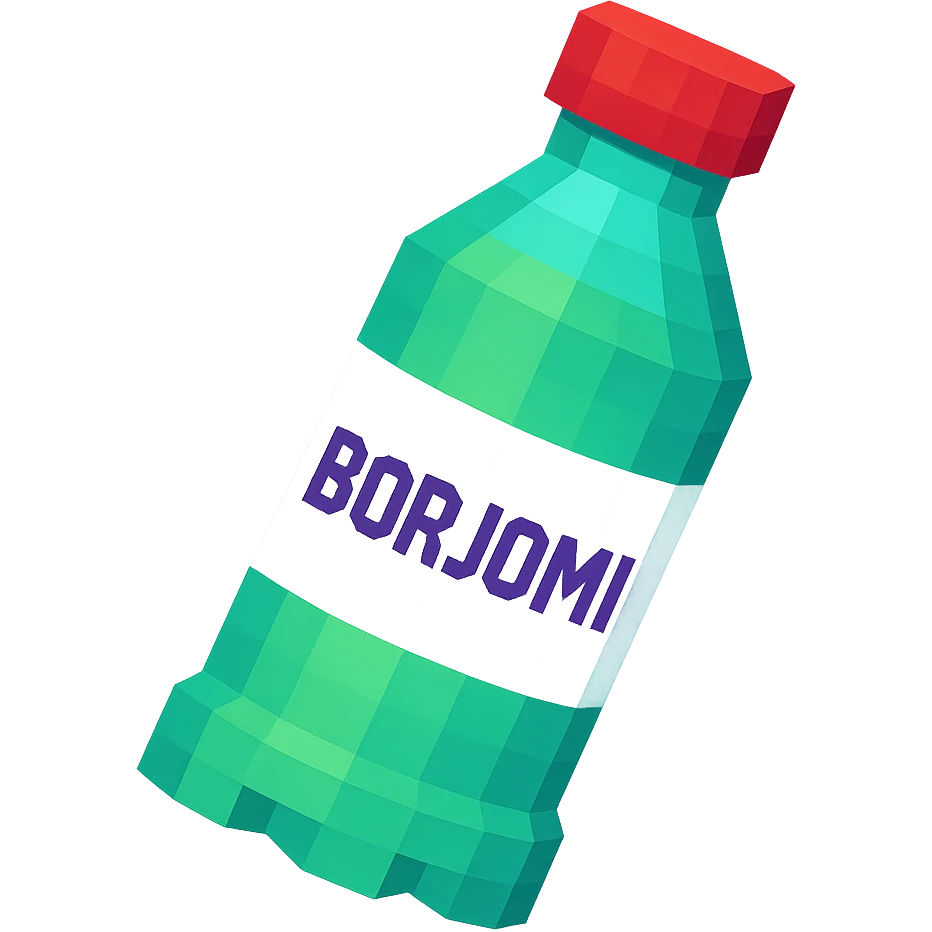 Borjomi bottle with a matte finish and a cap, slightly tilted emoji