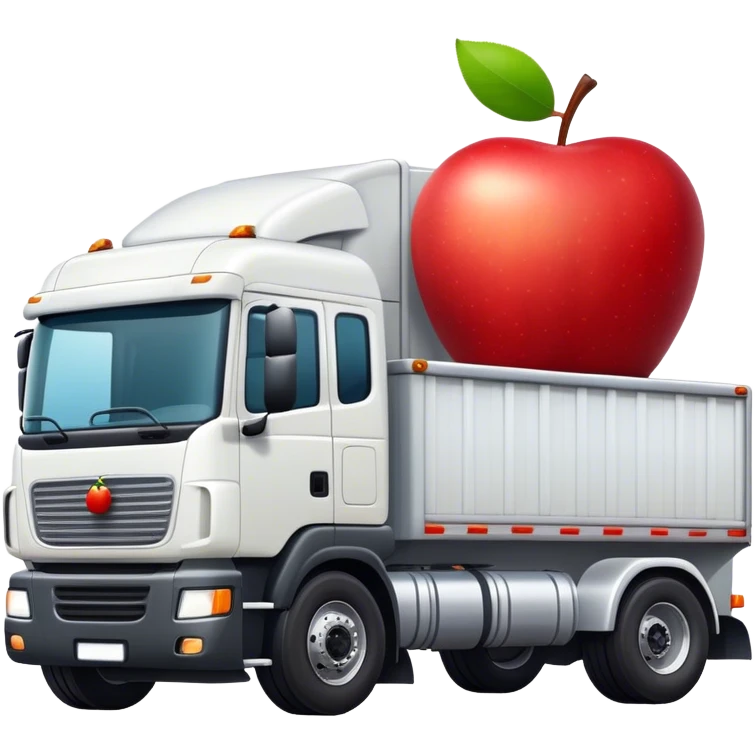 White semi with an apple on the trailer emoji