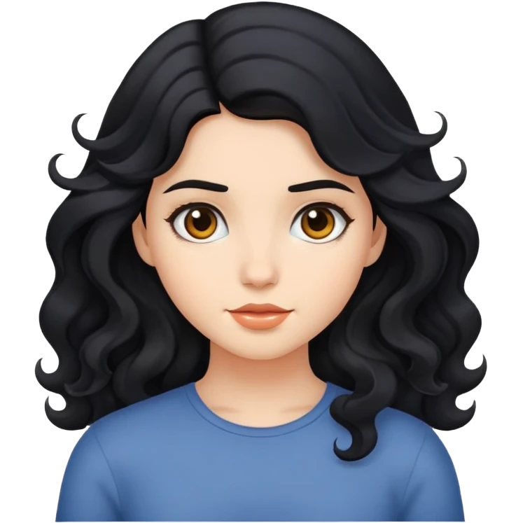 Girl with wavy black hair emoji