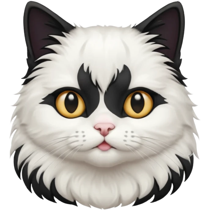 White cat with black bangs emoji