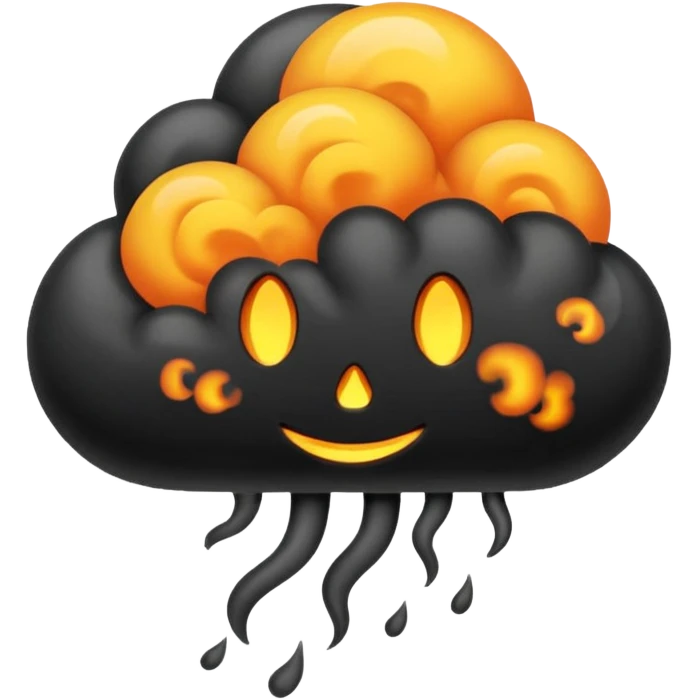 curved, black, poisonous, black smoke emitted emoji