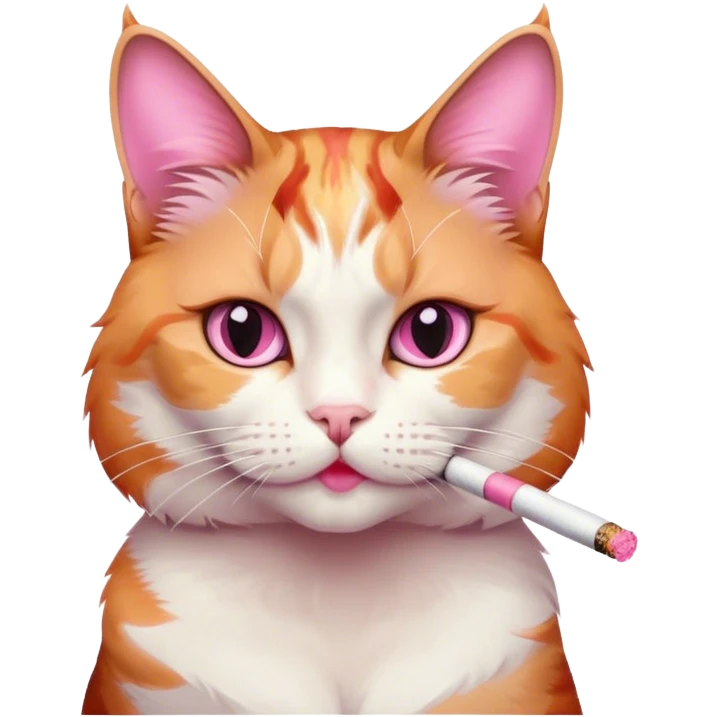 Cat smoking pink cigarette  emoji
