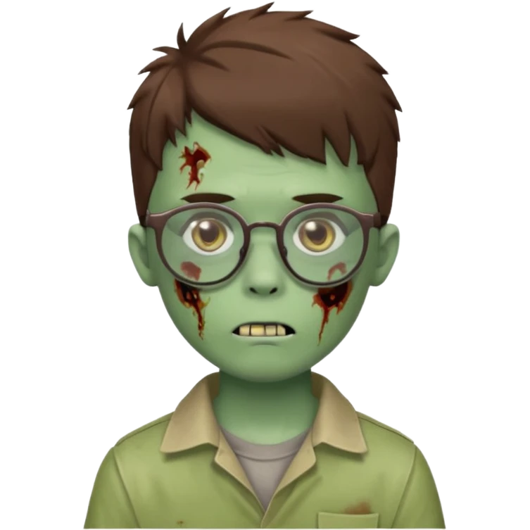 boy zombie with a brown wolfcut haircut and glasses emoji