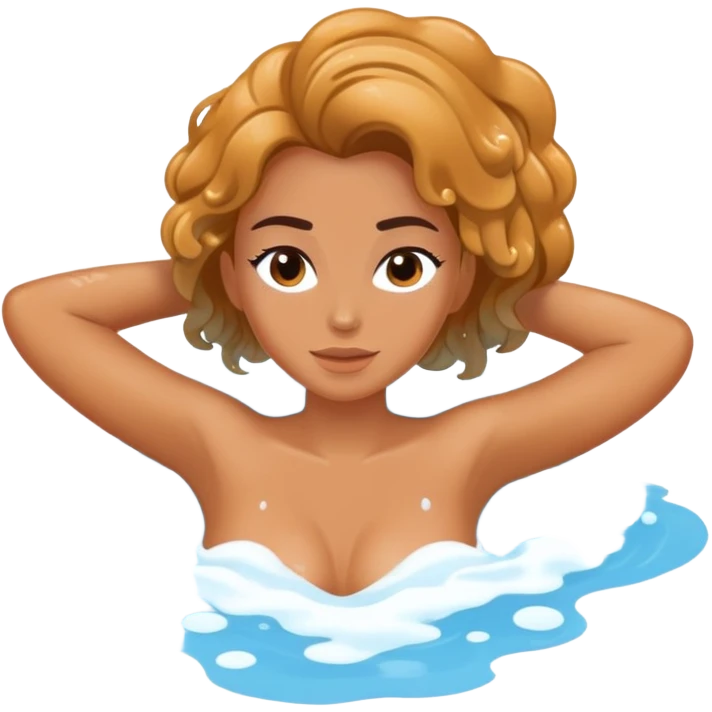 Woman relaxing in jacuzzi bubbling water zoomed out view emoji