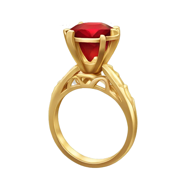 Gold engagement ring red stone emoji